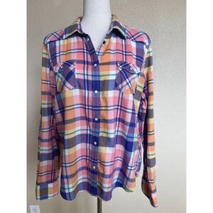 American Eagle Outfitters Pink Plaid Button-Down Shirt